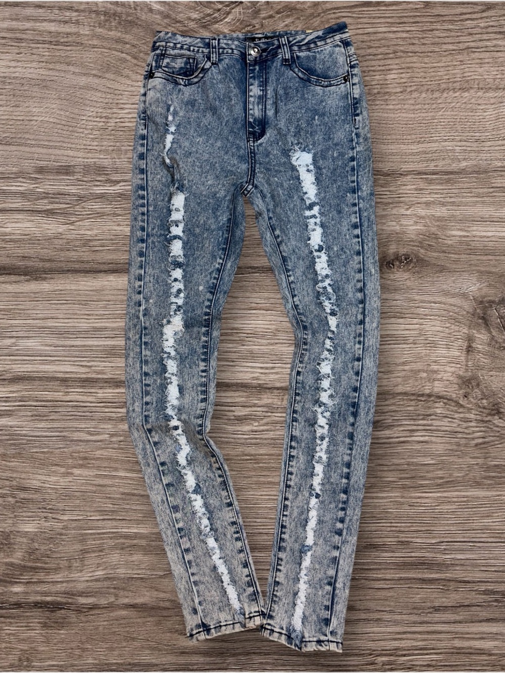 South Pole Women's Acid-Wash Skinny Jeans in Light Blue